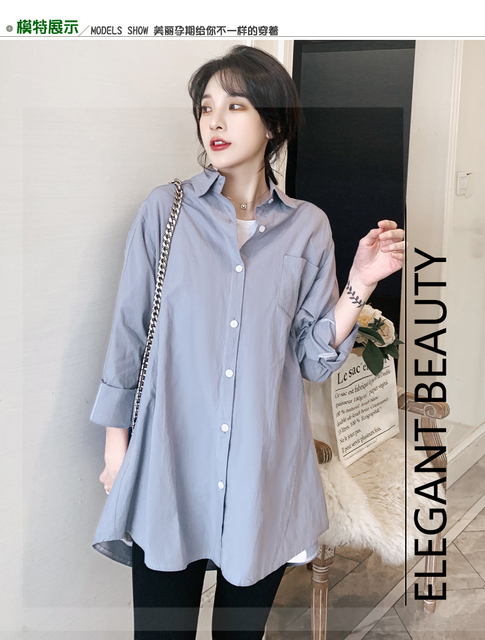 Bluzka ciążowa w stylu koreańskiej mody, luźna i z dopasowaną linią, idealna na co dzień - 6202 - Wianko - 6