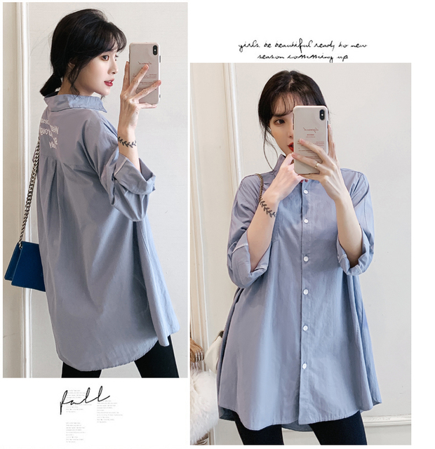 Bluzka ciążowa w stylu koreańskiej mody, luźna i z dopasowaną linią, idealna na co dzień - 6202 - Wianko - 7