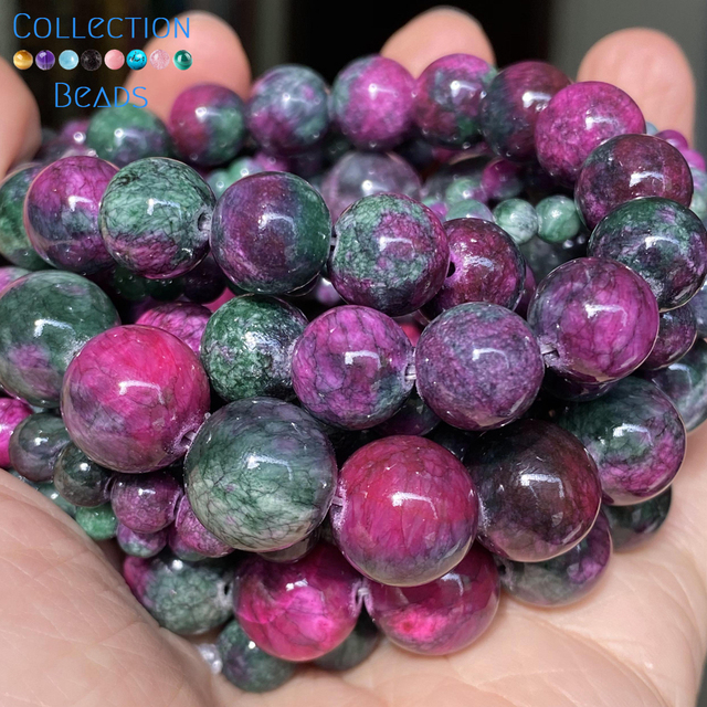 Koraliki turmalin perski Jades z naturalnego kamienia do tworzenia biżuterii - różne rozmiary (4-12mm) - Wianko - 1