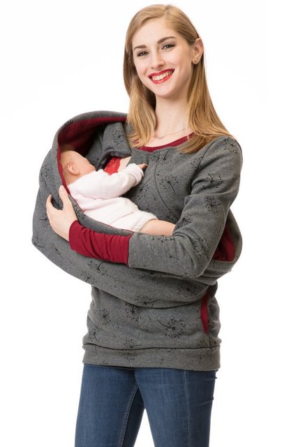 Ciążowa bluza z kapturem i szalik zimowa jesień dla kobiet w ciąży - Wianko - 16
