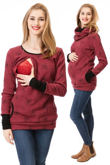 Ciążowa bluza z kapturem i szalik zimowa jesień dla kobiet w ciąży - Wianko - 8