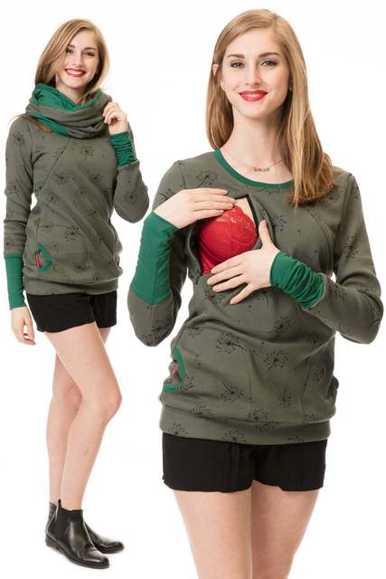 Ciążowa bluza z kapturem i szalik zimowa jesień dla kobiet w ciąży - Wianko - 2