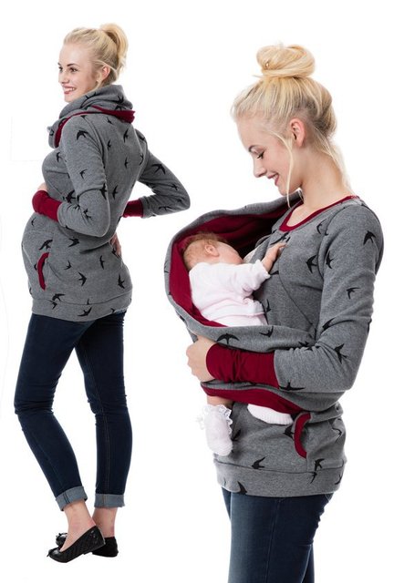 Ciążowa bluza z kapturem i szalik zimowa jesień dla kobiet w ciąży - Wianko - 19