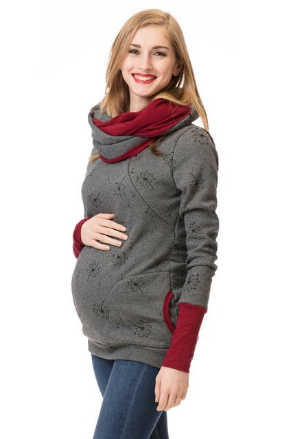 Ciążowa bluza z kapturem i szalik zimowa jesień dla kobiet w ciąży - Wianko - 15