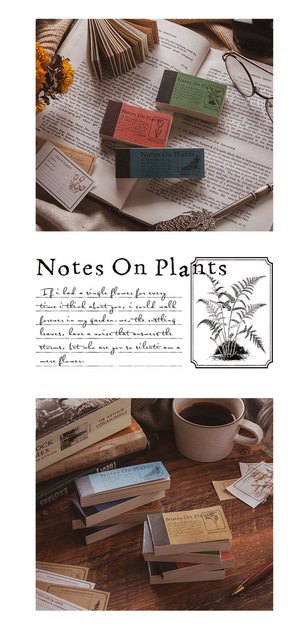 100 arkuszy Retro notatki na roślinach - notatnik z dekoracyjnymi karteczkami do notowania - Wianko - 6