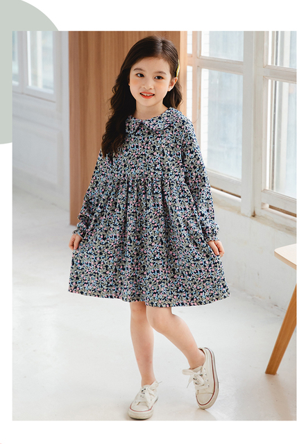 Sukienka dla dziewczynki kwiatowa - wiosenno-jesienna, do kolan, rozmiar 2-10T - Wianko - 14