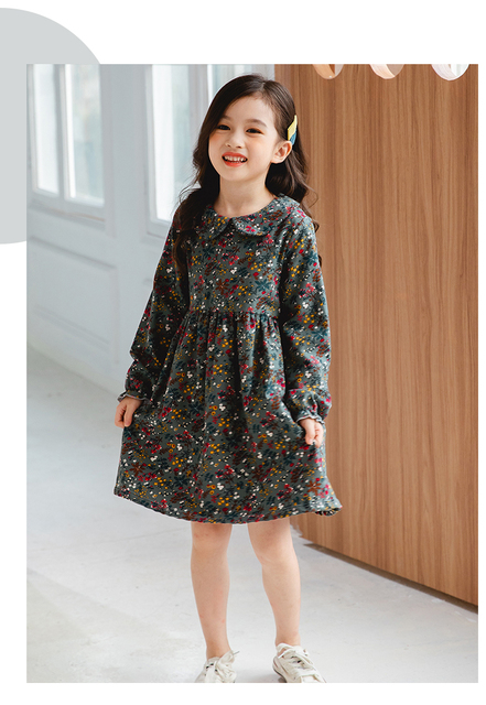Sukienka dla dziewczynki kwiatowa - wiosenno-jesienna, do kolan, rozmiar 2-10T - Wianko - 12