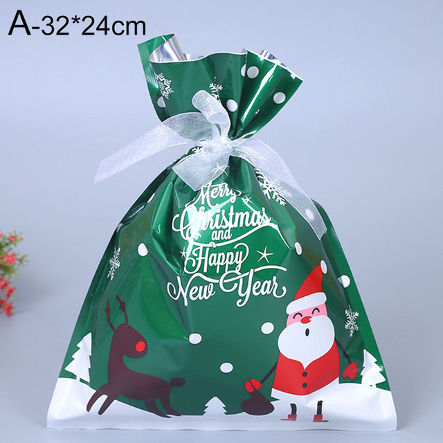 Materiały na świąteczne przyjęcie - torba bożonarodzeniowa z ełkiem, worek na cukierki i prezent, szczęśliwego nowego roku - Wianko - 4