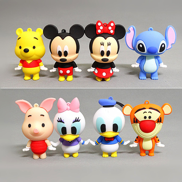 8 sztuk 7cm Disney rysunek lalki Mickey Mouse Stitch Donald kubuś puchatek PVC Minnie Mouse dekoracja ciast - figurki akcji dziecięce - Wianko - 1