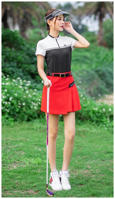 PGM Golf - koszulka z krótkim rękawem i plisowana spódnica golfowa dla kobiet - szybkoschnąca odzież sportowa - Wianko - 4