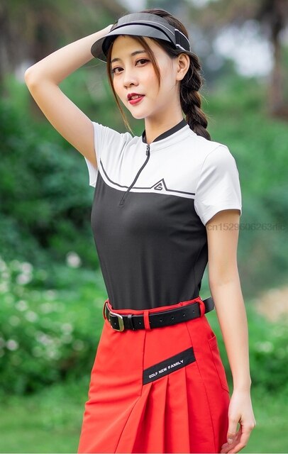 PGM Golf - koszulka z krótkim rękawem i plisowana spódnica golfowa dla kobiet - szybkoschnąca odzież sportowa - Wianko - 3