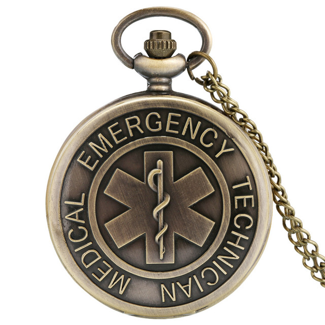 Brązowy zegarek kieszonkowy EMT dla pielęgniarek, naszyjnik z kwarcowym wisiorkiem - Wianko - 1