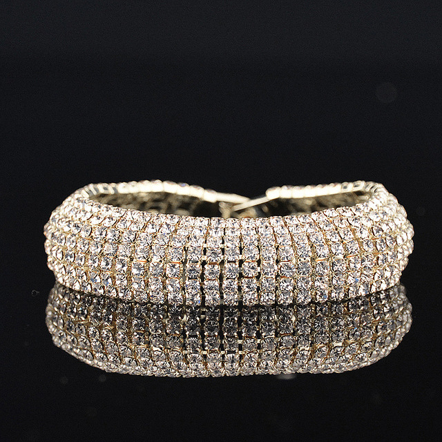 Luksusowa biało-złota bransoletka i Platerowane Trwałymi Kryształkami - markowa biżuteria Love Charm dla kobiet - Wianko - 1