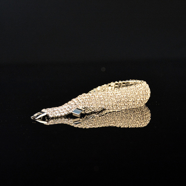 Luksusowa biało-złota bransoletka i Platerowane Trwałymi Kryształkami - markowa biżuteria Love Charm dla kobiet - Wianko - 8