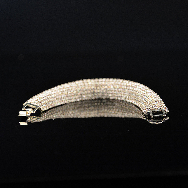 Luksusowa biało-złota bransoletka i Platerowane Trwałymi Kryształkami - markowa biżuteria Love Charm dla kobiet - Wianko - 7