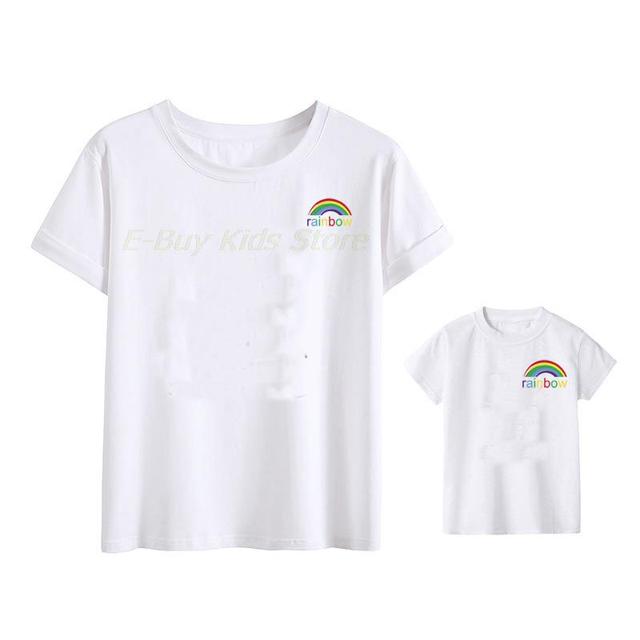 Rodzinne białe miękkie bawełniane koszulki dla matki, ojca, syna i córki - Wianko - 20