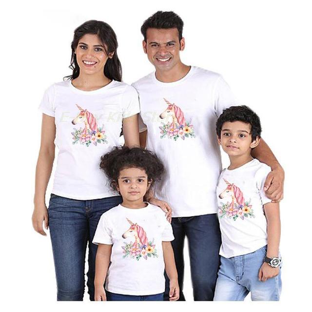 Rodzinne białe miękkie bawełniane koszulki dla matki, ojca, syna i córki - Wianko - 5
