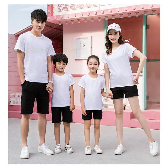 Rodzinne białe miękkie bawełniane koszulki dla matki, ojca, syna i córki - Wianko - 7