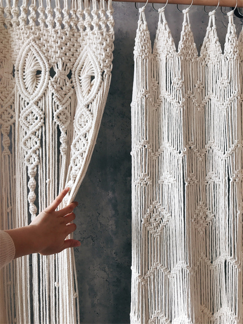Ręcznie tkana makrama bawełniana zasłona do drzwi i ozdoba na ścianę w stylu gobelin Boho dekoracja bohema - Wianko - 10