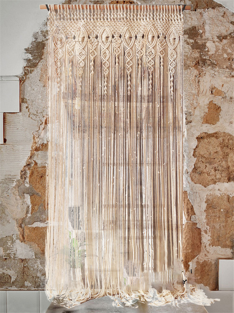 Ręcznie tkana makrama bawełniana zasłona do drzwi i ozdoba na ścianę w stylu gobelin Boho dekoracja bohema - Wianko - 12