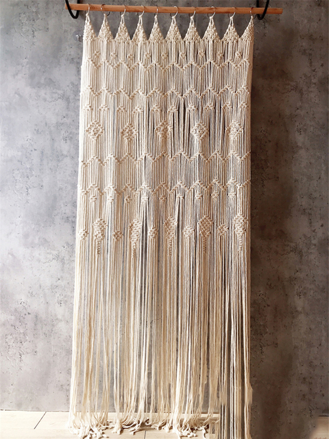Ręcznie tkana makrama bawełniana zasłona do drzwi i ozdoba na ścianę w stylu gobelin Boho dekoracja bohema - Wianko - 6