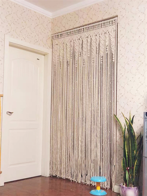 Ręcznie tkana makrama bawełniana zasłona do drzwi i ozdoba na ścianę w stylu gobelin Boho dekoracja bohema - Wianko - 25