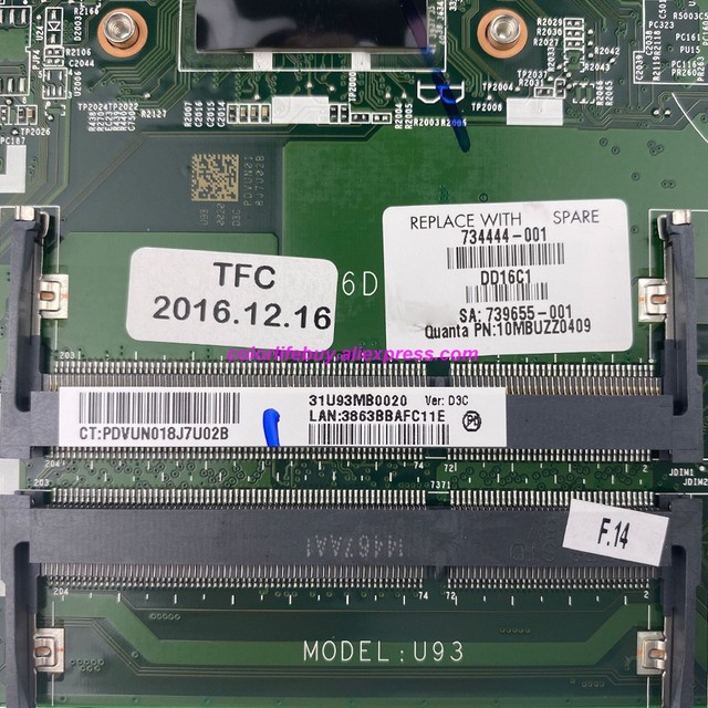 Płyta główna do laptopa HP TS 14-N, seria 14Z-N100/N200, CPU A6-5200, UMA, oryginalne 734444-001 734444-501 DA0U93MB6D2 (GOTOWA DO UŻYCIA) - Wianko - 5