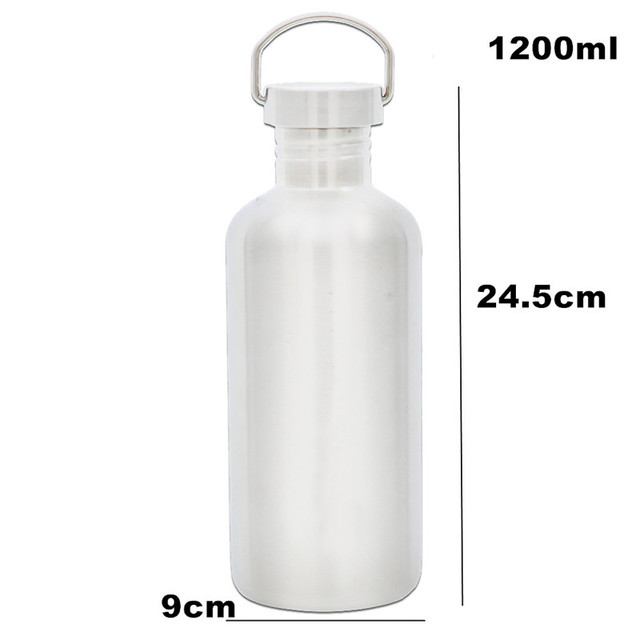 Duża butelka do picia ze stali nierdzewnej, pojedyncza ścianka, 1200ml, przenośna, zdrowa, do użytku wielokrotnego - Wianko - 9