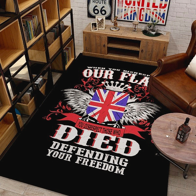 Duży Dywan Vintage Amerykański/Brytyjska Flag aksamit w kryształach, antypoślizgowy, do jogi, modlitewny, na salony, do sypialni - Wianko - 1