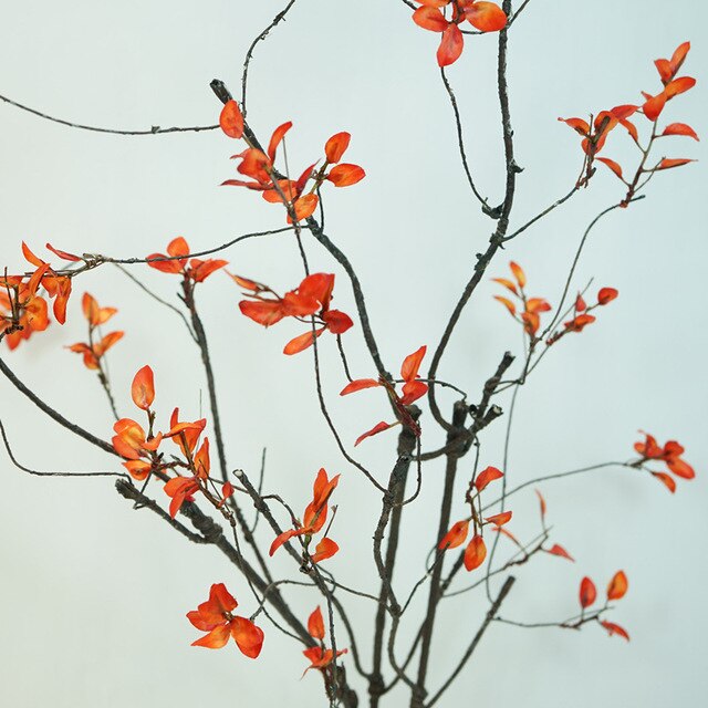 Sztuczny suszony wierzbowy Rattan z jesiennymi liśćmi - dekoracja gałązki winorośli - Wianko - 1
