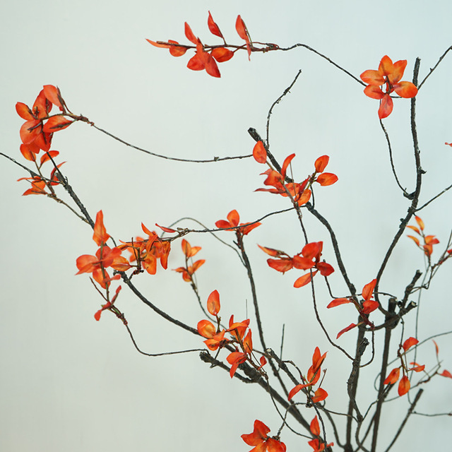 Sztuczny suszony wierzbowy Rattan z jesiennymi liśćmi - dekoracja gałązki winorośli - Wianko - 4