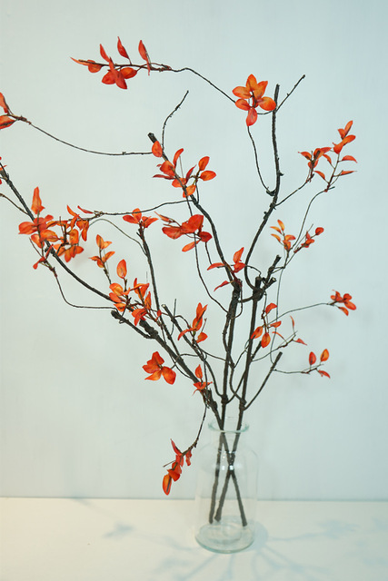 Sztuczny suszony wierzbowy Rattan z jesiennymi liśćmi - dekoracja gałązki winorośli - Wianko - 3
