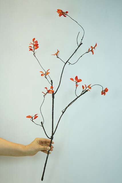 Sztuczny suszony wierzbowy Rattan z jesiennymi liśćmi - dekoracja gałązki winorośli - Wianko - 2