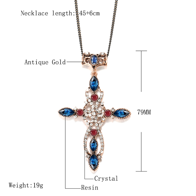 Krzyż wisiorek naszyjnik Vintage łańcuszek złota biżuteria - Wianko - 4