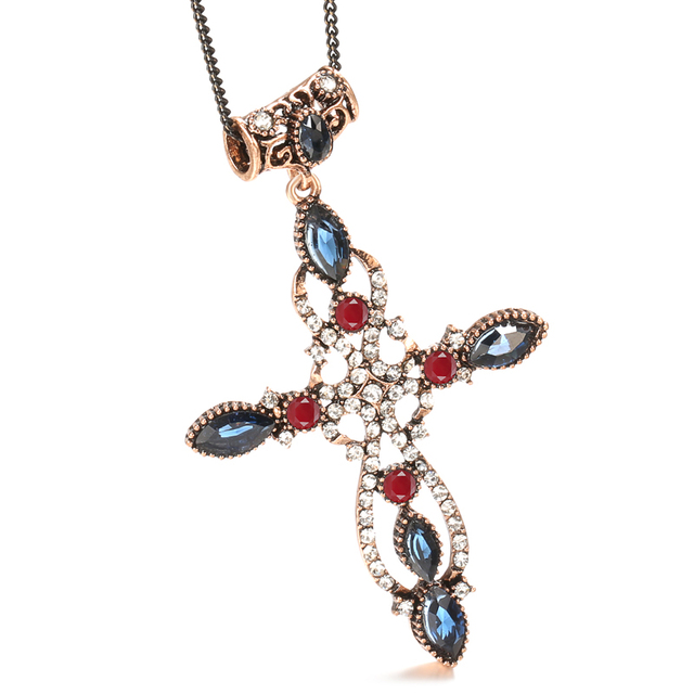 Krzyż wisiorek naszyjnik Vintage łańcuszek złota biżuteria - Wianko - 7
