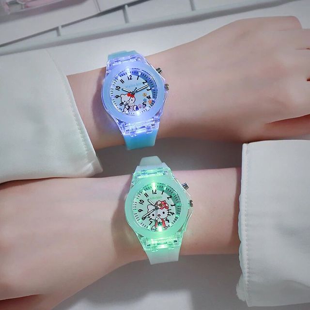 Dziecięcy zegarek sportowy LED z aplikatorem w kształcie kota Cartoon KT - miękki silikon, cyfrowy, dla dziewczynek - Wianko - 6