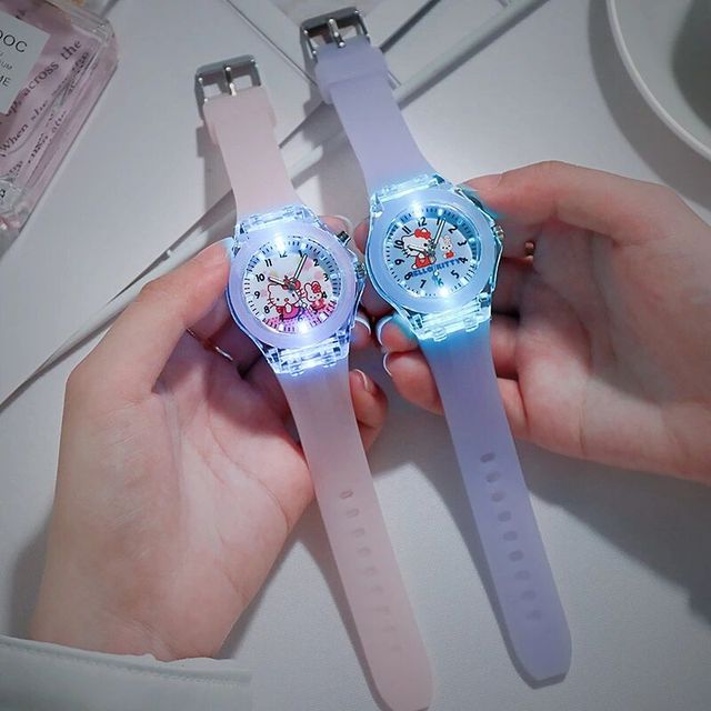Dziecięcy zegarek sportowy LED z aplikatorem w kształcie kota Cartoon KT - miękki silikon, cyfrowy, dla dziewczynek - Wianko - 4