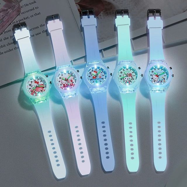 Dziecięcy zegarek sportowy LED z aplikatorem w kształcie kota Cartoon KT - miękki silikon, cyfrowy, dla dziewczynek - Wianko - 5