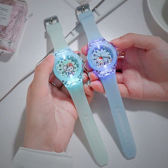 Dziecięcy zegarek sportowy LED z aplikatorem w kształcie kota Cartoon KT - miękki silikon, cyfrowy, dla dziewczynek - Wianko - 8