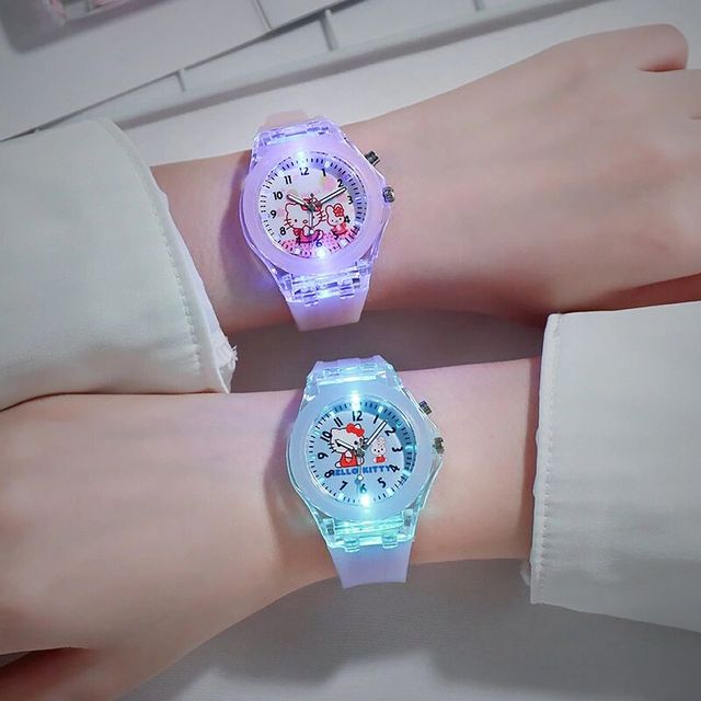 Dziecięcy zegarek sportowy LED z aplikatorem w kształcie kota Cartoon KT - miękki silikon, cyfrowy, dla dziewczynek - Wianko - 2