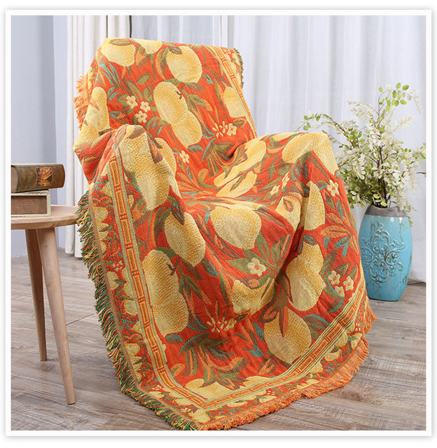 Nakrycie na sofę tkania w stylu duszpasterskim - żółty brzoskwinia wykonane z 100% bawełny - SP4913 - Wianko - 2