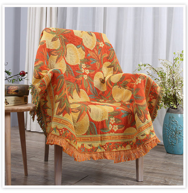 Nakrycie na sofę tkania w stylu duszpasterskim - żółty brzoskwinia wykonane z 100% bawełny - SP4913 - Wianko - 1
