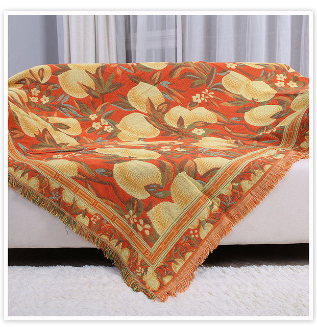 Nakrycie na sofę tkania w stylu duszpasterskim - żółty brzoskwinia wykonane z 100% bawełny - SP4913 - Wianko - 7