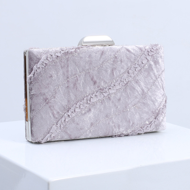 Elegancka torebka wieczorowa i portfel kobiety 2021, aksamitna kopertówka z frędzlami, koronką i uchwytem - Wianko - 4
