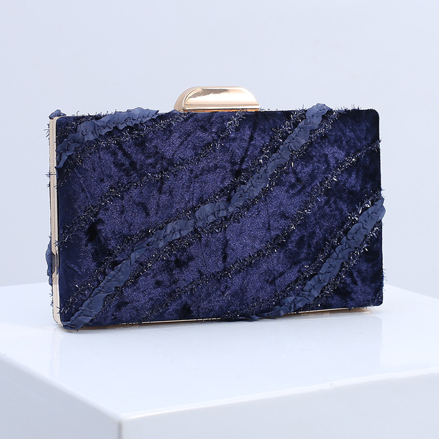 Elegancka torebka wieczorowa i portfel kobiety 2021, aksamitna kopertówka z frędzlami, koronką i uchwytem - Wianko - 3