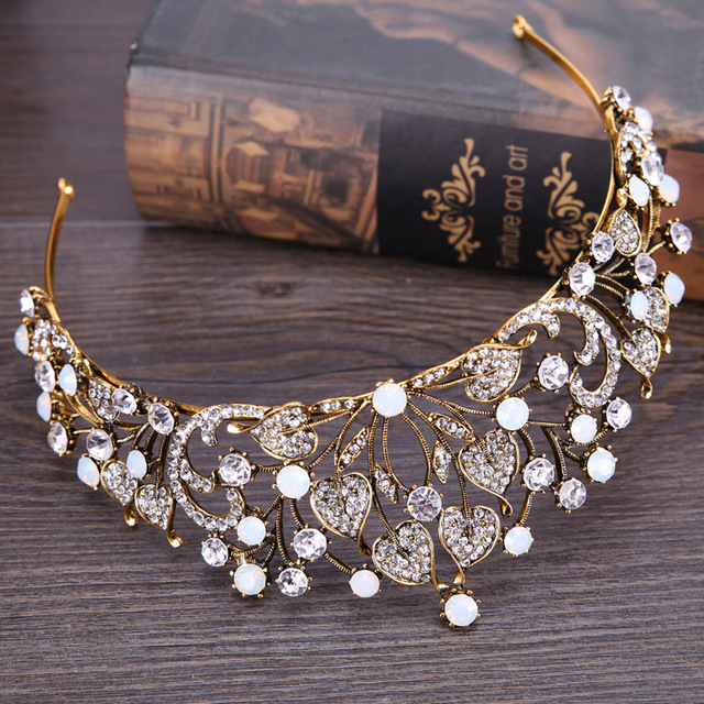 Elegancki diadem ślubny JaneVini z ręcznie zdobionym pałąkiem, inspirowany koroną księżniczki, do włosów panny młodej - biżuteria vintage - Wianko - 5