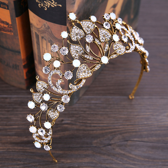 Elegancki diadem ślubny JaneVini z ręcznie zdobionym pałąkiem, inspirowany koroną księżniczki, do włosów panny młodej - biżuteria vintage - Wianko - 4