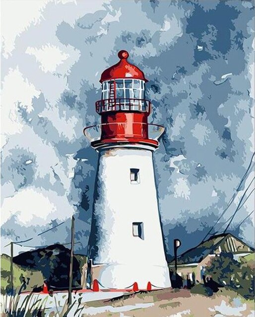 Obraz akrylowy FSBCGT Lighthouse z zestawem farb według liczb - jednorożec - ręcznie malowany - prezent artystyczny dla salonu - Wianko - 1