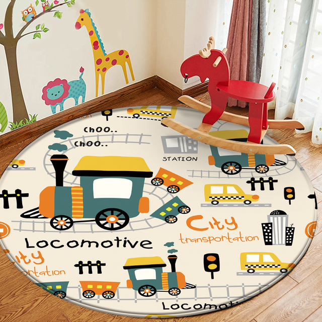 Dywan flanelowy dla dzieci Alfombra Cartoon - wzorzysty dywan samochód pociąg do zabawy w sypialni - Wianko - 9