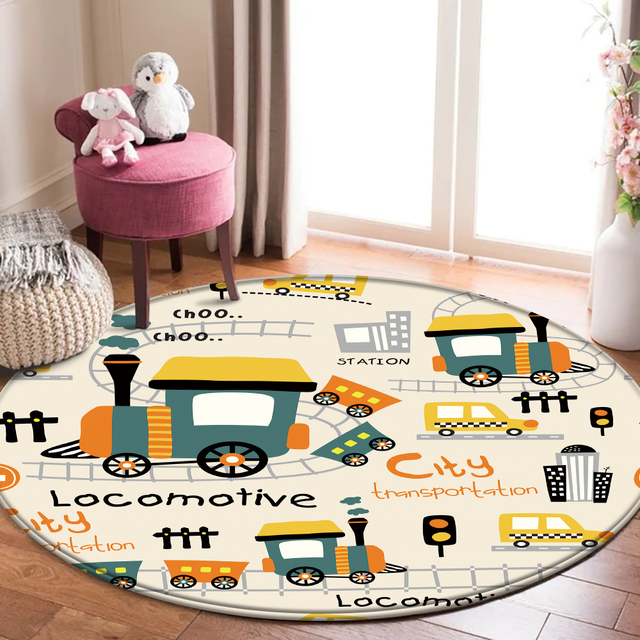 Dywan flanelowy dla dzieci Alfombra Cartoon - wzorzysty dywan samochód pociąg do zabawy w sypialni - Wianko - 8